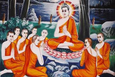 Buddhas liv Spørgsmål Buddha trænede sine disciple i kunsten at spørge, Siem Reap, Cambodia