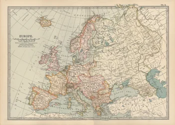 Kort over Europa, ca. 1900 (gravering)