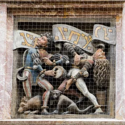 Morris-dansere, relief på Goldenes Dachl oriel, Innsbruck, Tyrol, Østrig, Europa (foto)