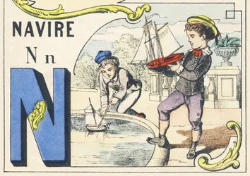 N: skib - Spilalfabet, ca. 1890 (illustration)