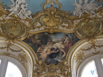 Nymfer, der fjerner Psyches krop fra vandet. Maleri af Charles Joseph Natoire (1700-1777)