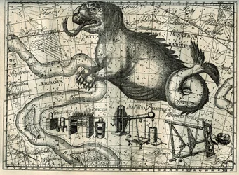 Et af de sidste sydlige stjernebilleder, der er synlige i Frankrig, er Hvalfisken, fremstillet som et fantastisk dyr med kløftet tunge og en lang hale. Syd for Hvalfisken indeholder himmelkortene tre moderne stjernebilleder: Billedhuggerens Værksted og t