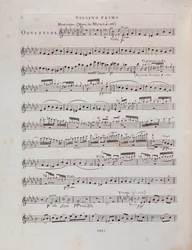 Side med partitur til den første violin i operaen Jessonda af Louis Spohr