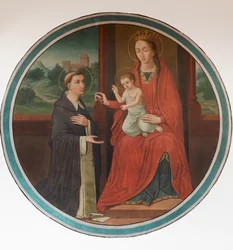 Sognekirke (Sint-Denijs-Boekel, sognekirke Sint-Denijs). nordlige sideskib. Et vægmaleri.