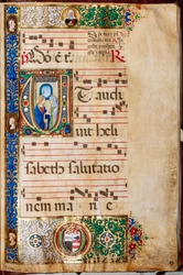 Piccolomini Bibliotek: Korbog, torsk. 14.P., ff. 46r med "St. Elizabeth, af Giovanni di Giuliano Boccardi, kendt som Boccardino den Ældre.