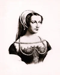 Portræt af Claude de France (1490-1524) Dronning af Frankrig, kobberstik, sd.