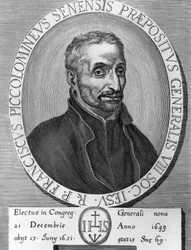 Portræt af Francesco Piccolomini (1582-1651), italiensk jesuit, var overordnet i Society of Jesus fra 1649 til 1651, gravering