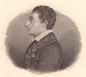 Portræt af den italienske matematiker og astronom Joseph-Louis Lagrange eller Giuseppe Lodovico Lagrangia (1736-1813), kobberstik af Locatelli fra medalje