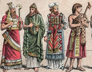Religiøse dragter i oldtiden (farve litho)
