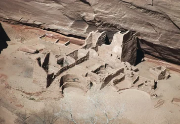Rester af Antelope House, Canyon de Chelly National Monument, Navajo Indian Reservation, Arizona, USA (foto)