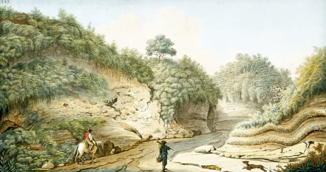Vej, der fører fra Grotten af Pausilipo til Pianura, Kongeriget Napoli, ca 1767