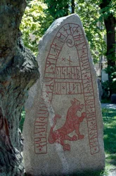 Rune Stone, Lund, Sverige. Vikingecivilisation.