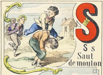 S: leapfrog - Spilalfabet, ca. 1890 (illustration)