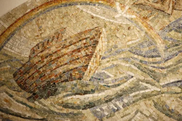Saint-Maurice klosterbasilika, mosaik af Madeleine DienerNoas ark, Saint-Maurice, Suisse