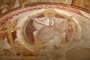 Saint-Savin sur Gartempes klosterkirke Vestlig verandamaleri: Kristus i herlighed Saint-Savin Frankrig