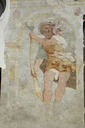 Sankt Stefano a Gleris kirke, Sankt Cristoforo fresco, San Vito al Tagliamento, Friuli Italien (foto)