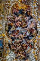 San Benedetto (St. Benedict) kirke, Catania, Sicilien (Italien). Loftfreskomaleri (1700-tallet). (Foto)