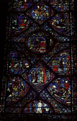 Scener fra Karl den Stores liv (747-814) fra ambulatoriet, ca. 1215-35 (farvet glas) (se også 98072)