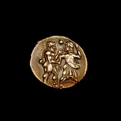 Sølvstatermønt, oldtidens Grækenland, øerne ud for Thrakien Thasos, 500 f.Kr. Vigtigt mesterværk fra den klassiske oldtid med udsøgte Bacchants-fester (foto)