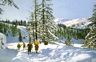 Skitur på den franske riviera, ca. 1930 (Postkort)