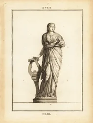 Statue af Clio, græsk muse af historie og lyrespil, med lyre
