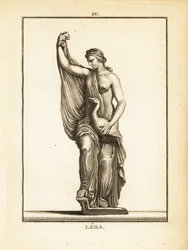 Statue af Leda, den aetolske prinsesse senere dronning af Sparta, forført af Zeus i form af en svane