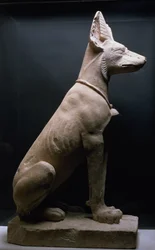 Statue af en hund, Mesopotamien, ca. 5000-1000 f.Kr. (kalksten)