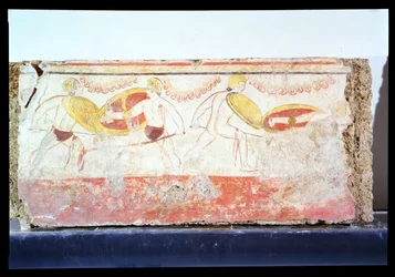 Slaget ved Gladiatorerne, ca. 3. århundrede f.Kr. (fresco) (for detaljer se 85148)