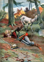 Doe i skoven. (Illustration, ca. 1910)