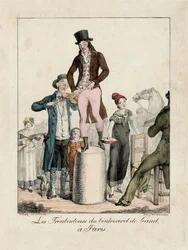 Troubadourerne på Boulevard de Gand, Paris, ca. 1820 (gravering)