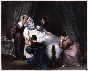 Det uoprettelige tab, selv død i barselsseng, c.1840 (litografi)