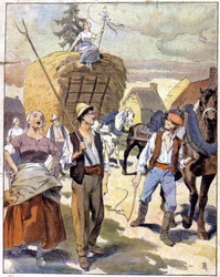 Den sidste hvedevogn i Beauce, ca. 1910 (illustration)