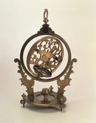 Universal solur med ækvatorial montering fra samlingen af Peter I af John Rowley (1674-1719), London