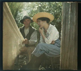 Vendee malerisk: La lecon de filet, august-1919, Longeville, Frankrig - Autochrome anonymous