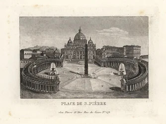Udsigt over Peterspladsen, Piazza di S. Pietro, med Peterskirken og den gamle egyptiske obelisk