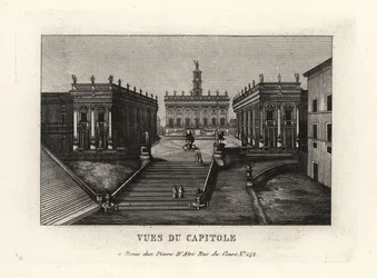 Udsigt over Capitoline Hill. Piazza del Campidoglio, Palazzo Senatorio, Rom.