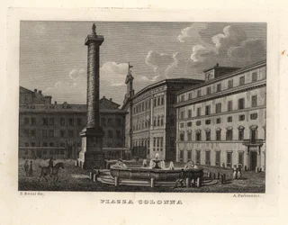 Udsigt over Piazza Colonna med Marcus Aurelius-søjlen, Rom