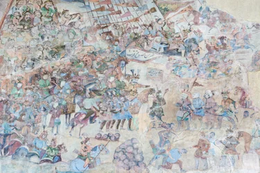 Vægmalerier ved Qeysarieh-portalen, Naqsh-e Jahan Imam-pladsen, Esfahan, Iran (fresko)