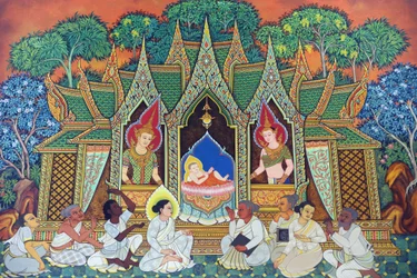 Wat Ananda Metyarama Thai Buddhist Temple. Siddhartha Gautamas fødsel (almindeligvis kendt som Buddha), 20160818, Singapore, Singapore