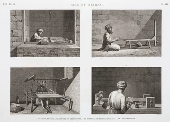 Uld og kamgarn, Vævevævning, Egypten, c 1798
