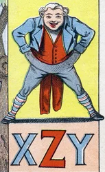 XZY bogstaver. Indgravering i "ABC Les Images en Alphabet". Epinal billeddannelse. Pellerin og Cie, trykkeri-udgiver, Epinal, slutningen af 1800-tallet, ca. 1890. 10 sider. Mål: 19,5 x 13,5 cm