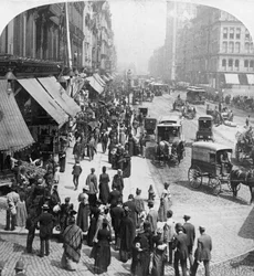 En gadescene i Chicago, Illinois, USA, 1896.