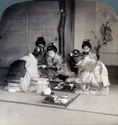 Geishaer til middag, Tokyo, Japan, 1904