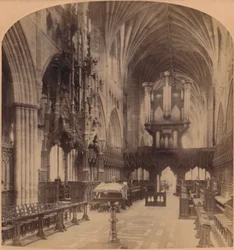 Interiør af Exeter Cathedral, England, 1900.
