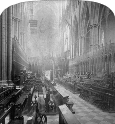 Interiør af Westminster Abbey, London, slutningen af det 19. århundrede.