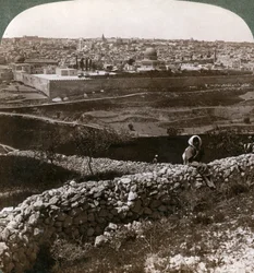 Jerusalem, set fra sydøst, viser stedet for templet, Palæstina, 1900-tallet.