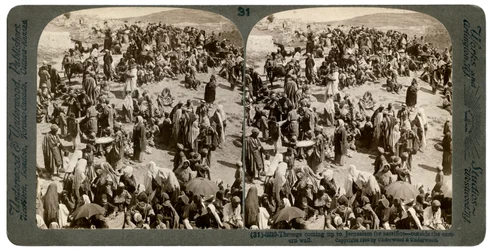 Folk, der kommer op til Jerusalem for at ofre, uden for den østlige mur, 1900.
