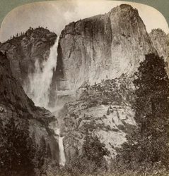 Yosemite Point og vindblæste Yosemite Falls, Yosemite Valley, Californien, USA, 1902