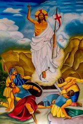 Frisk opstandelse i Risen Christ de Hedzranawoe katolske sognekirke, Lomé, Togo.