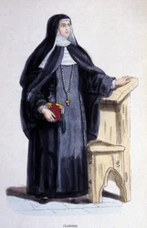 En Clarisse, en religiøs af St. Clairs orden grundlagt i det 13. århundrede.